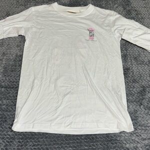 Girl’s White Graphic Tee with Pink Accent